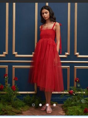 Sister Jane Red Tulle Midi Dress